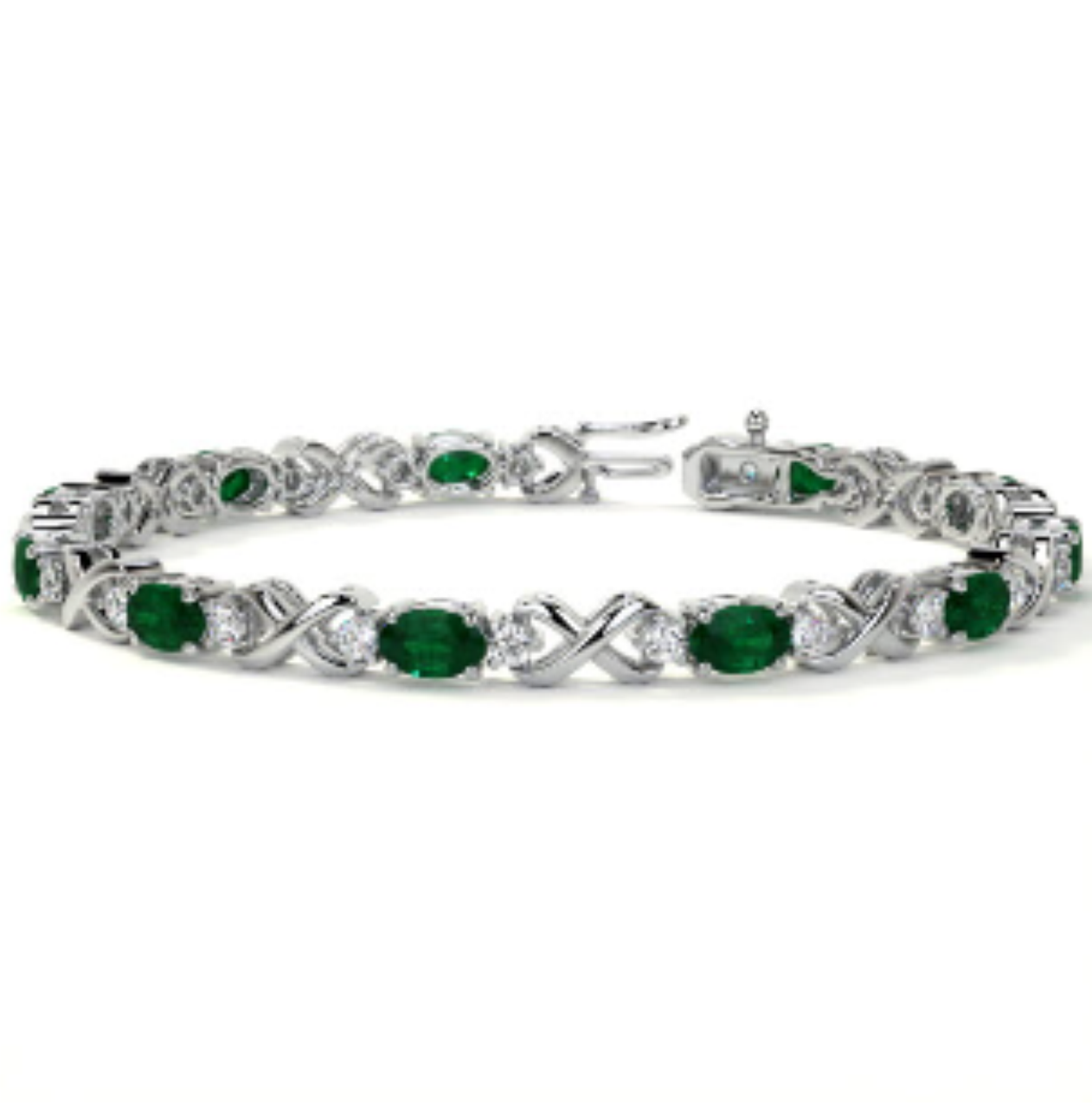 Mens Emerald And Diamond Bracelet