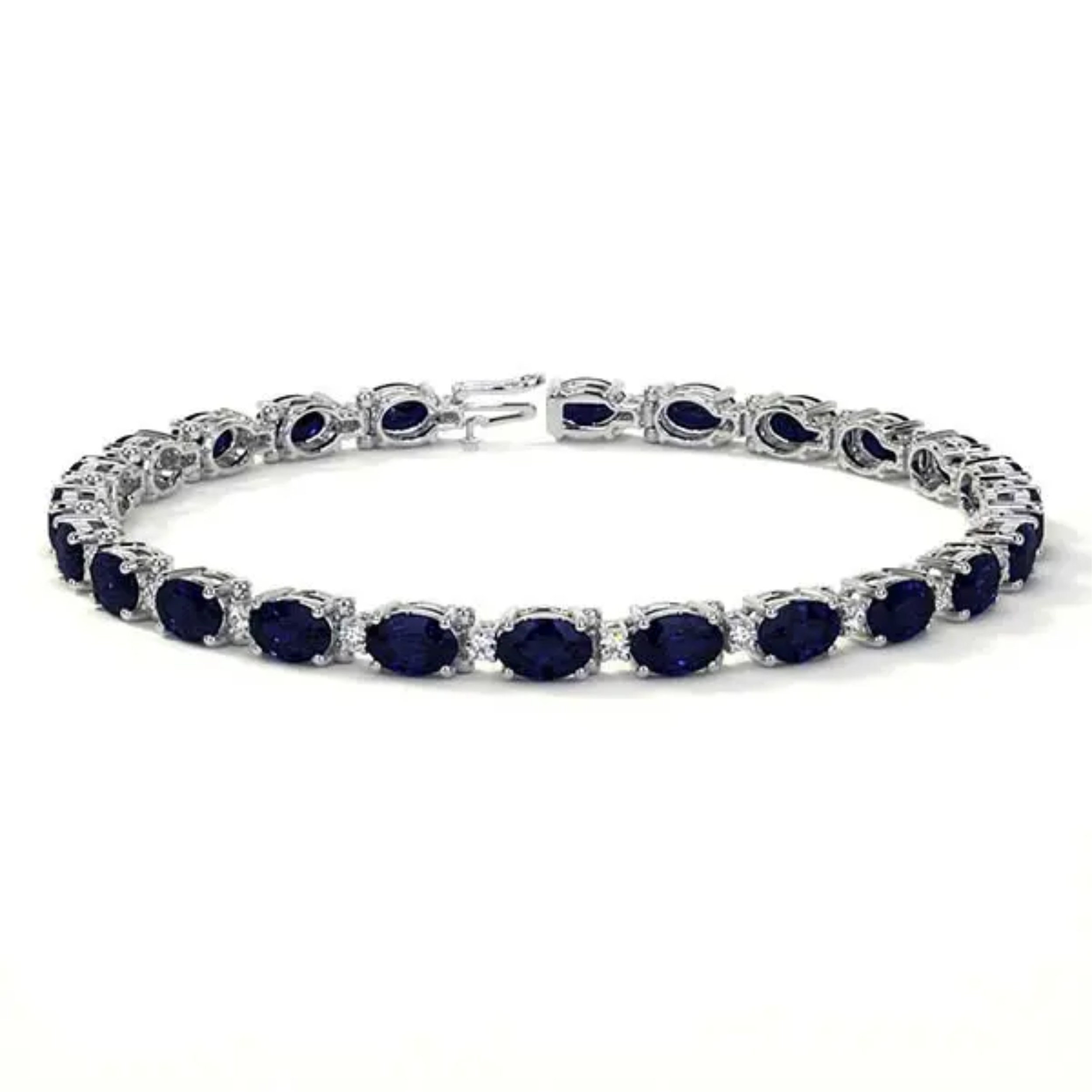 Blue Sapphire Oval Diamond Bracelet