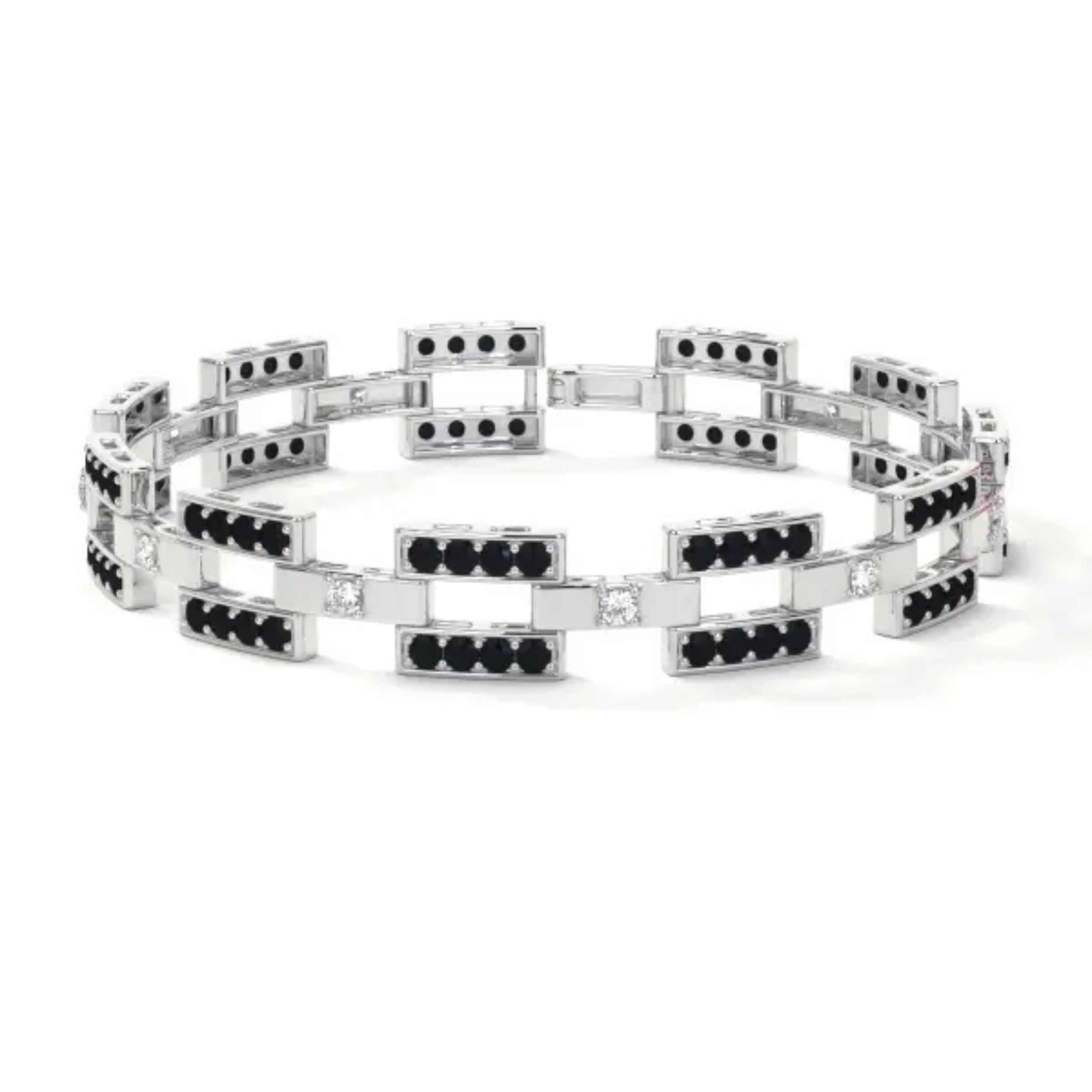 Mens Round Blue Sapphire And Diamond Bracelet