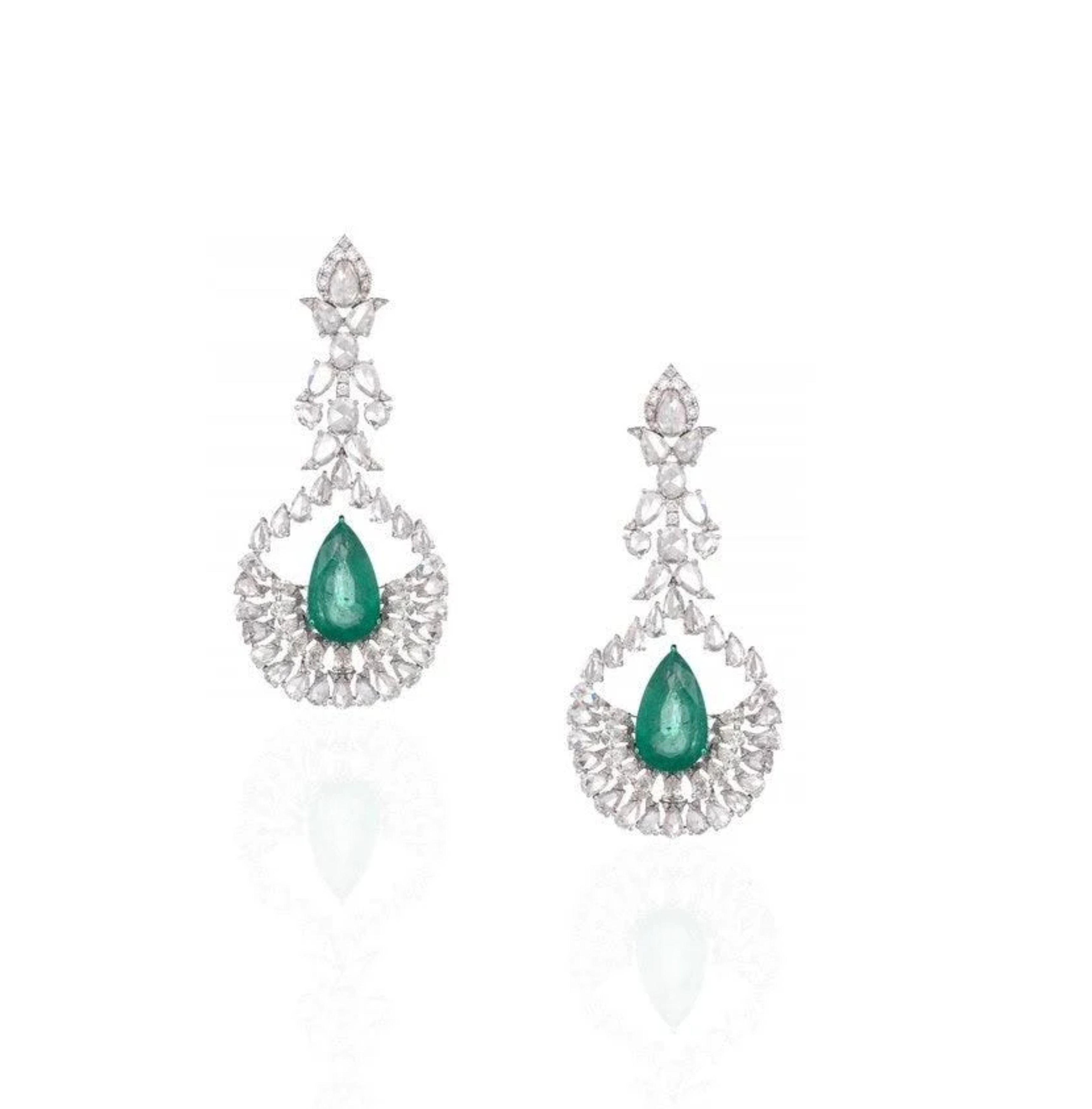 Shared Prong Emerald Hoop Earrings