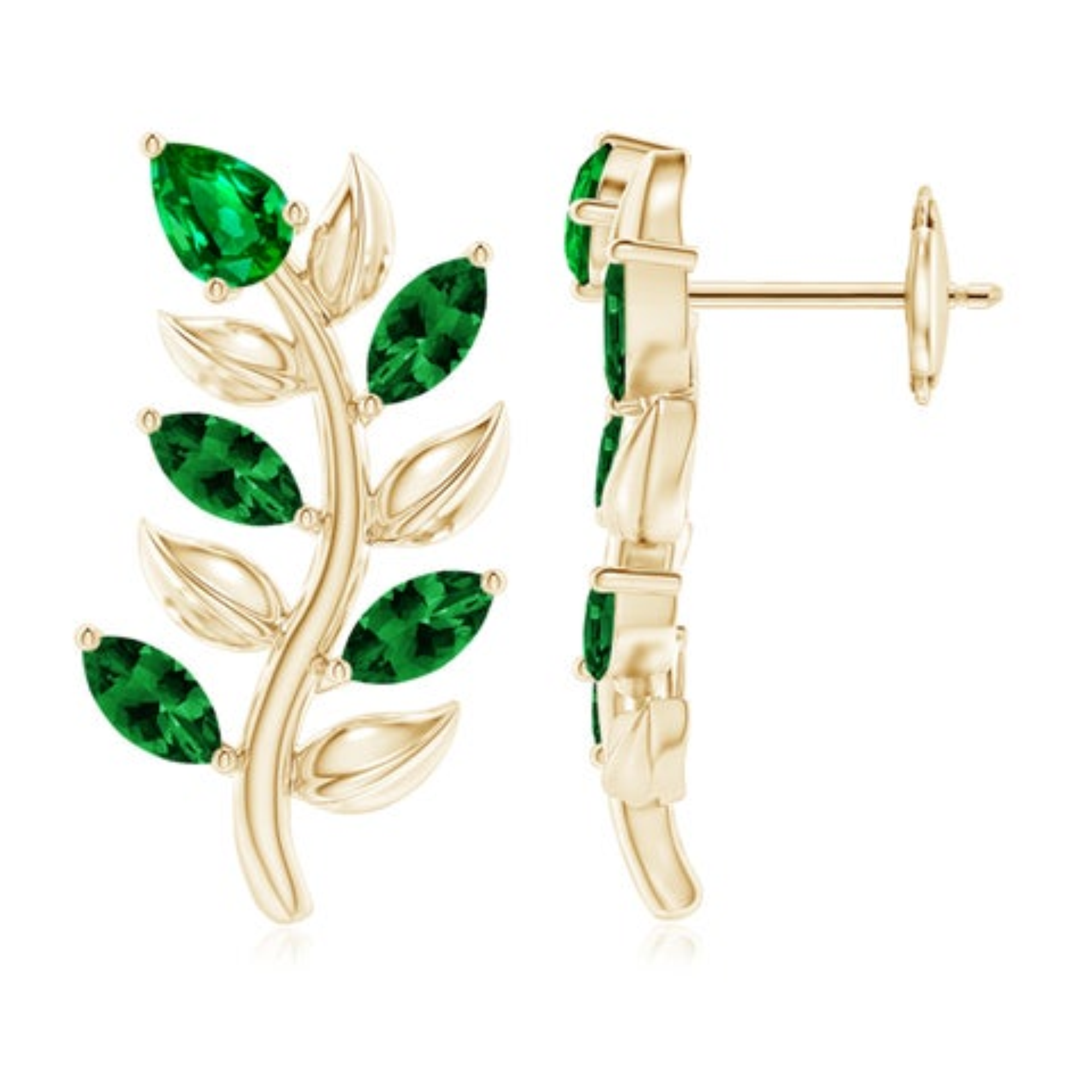Natural Emerald Oval Cut Earrings With Round Diamonds