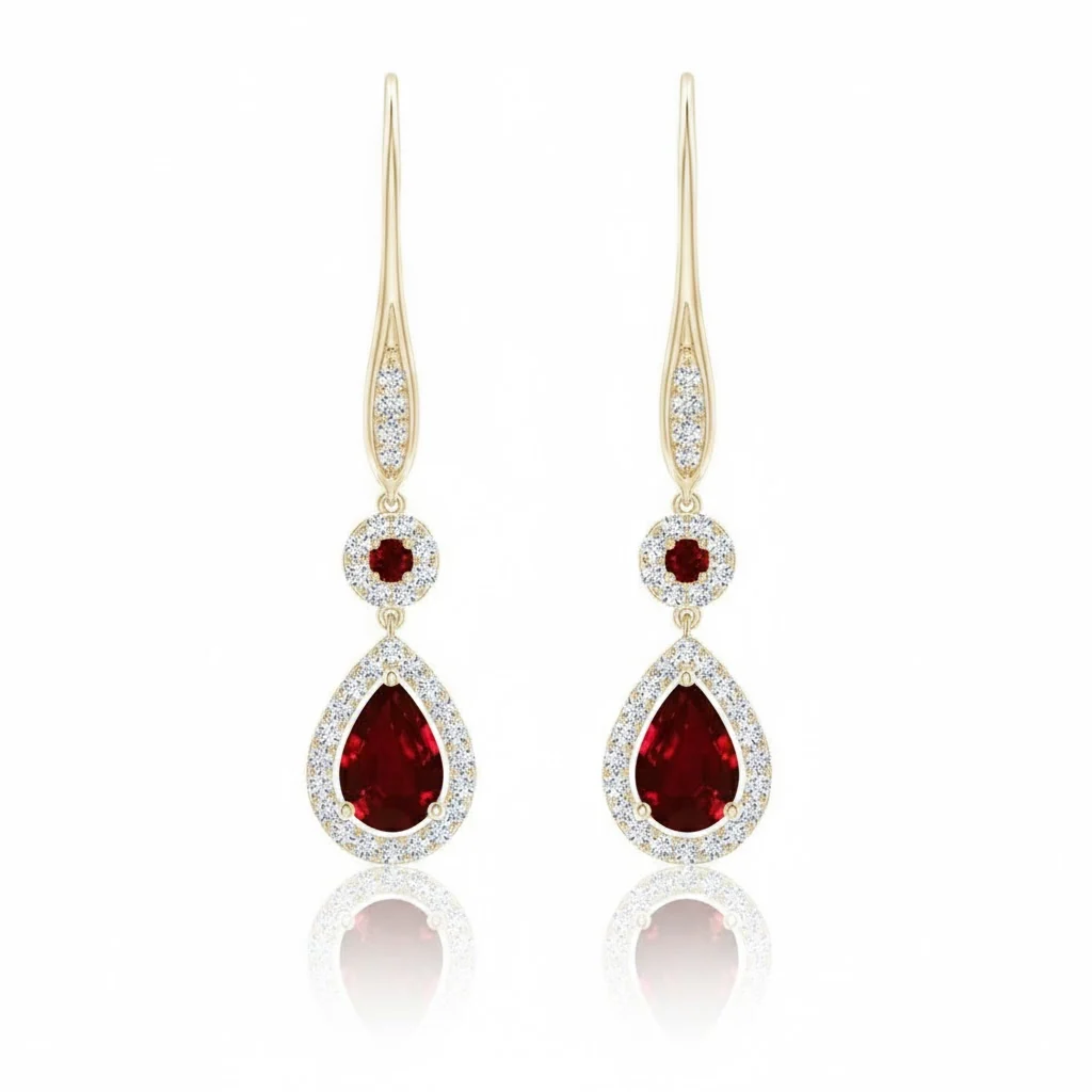 Natural Pear Shape Dangling Ruby Earrings