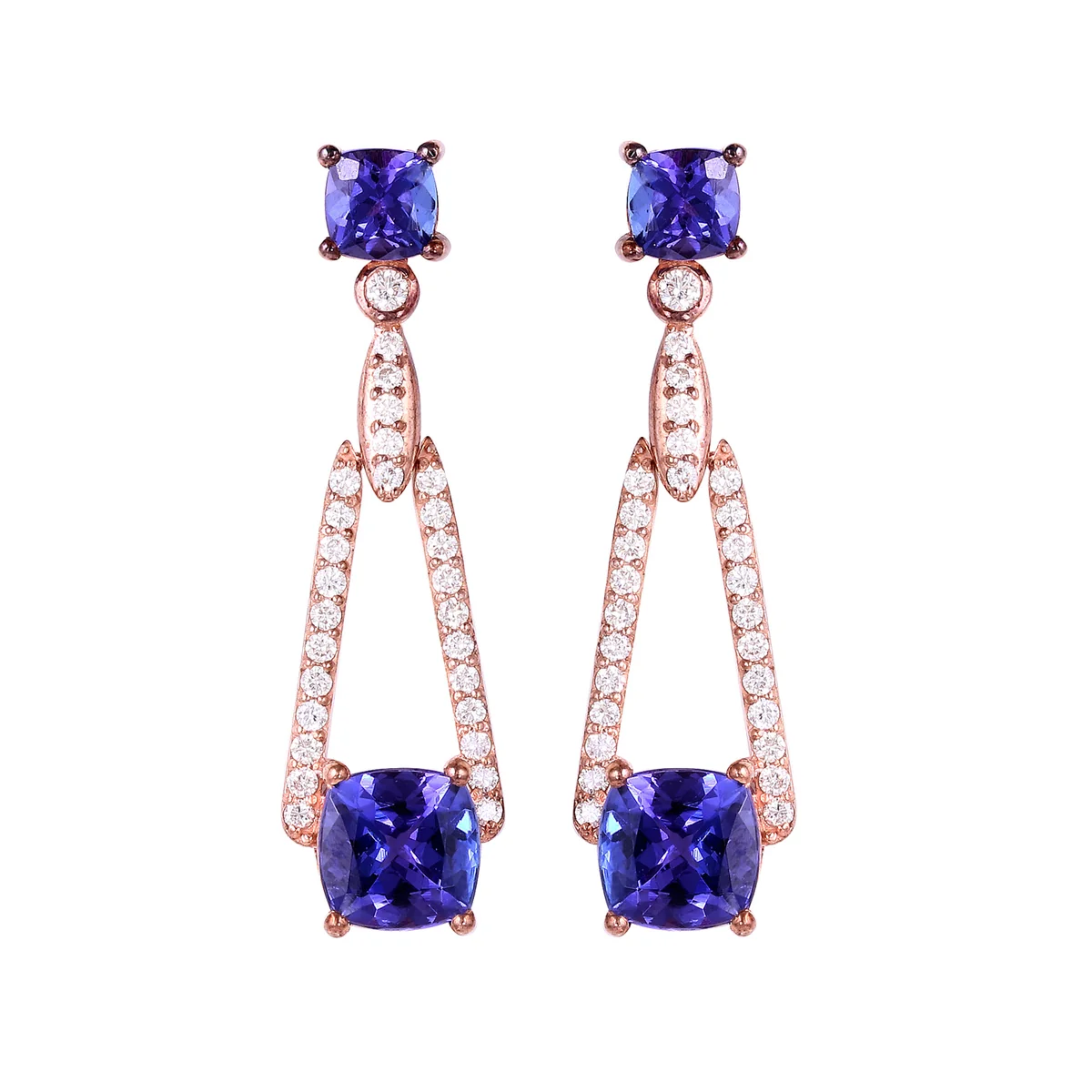 Natural Heart Shape Tanzanite Stud Earrings