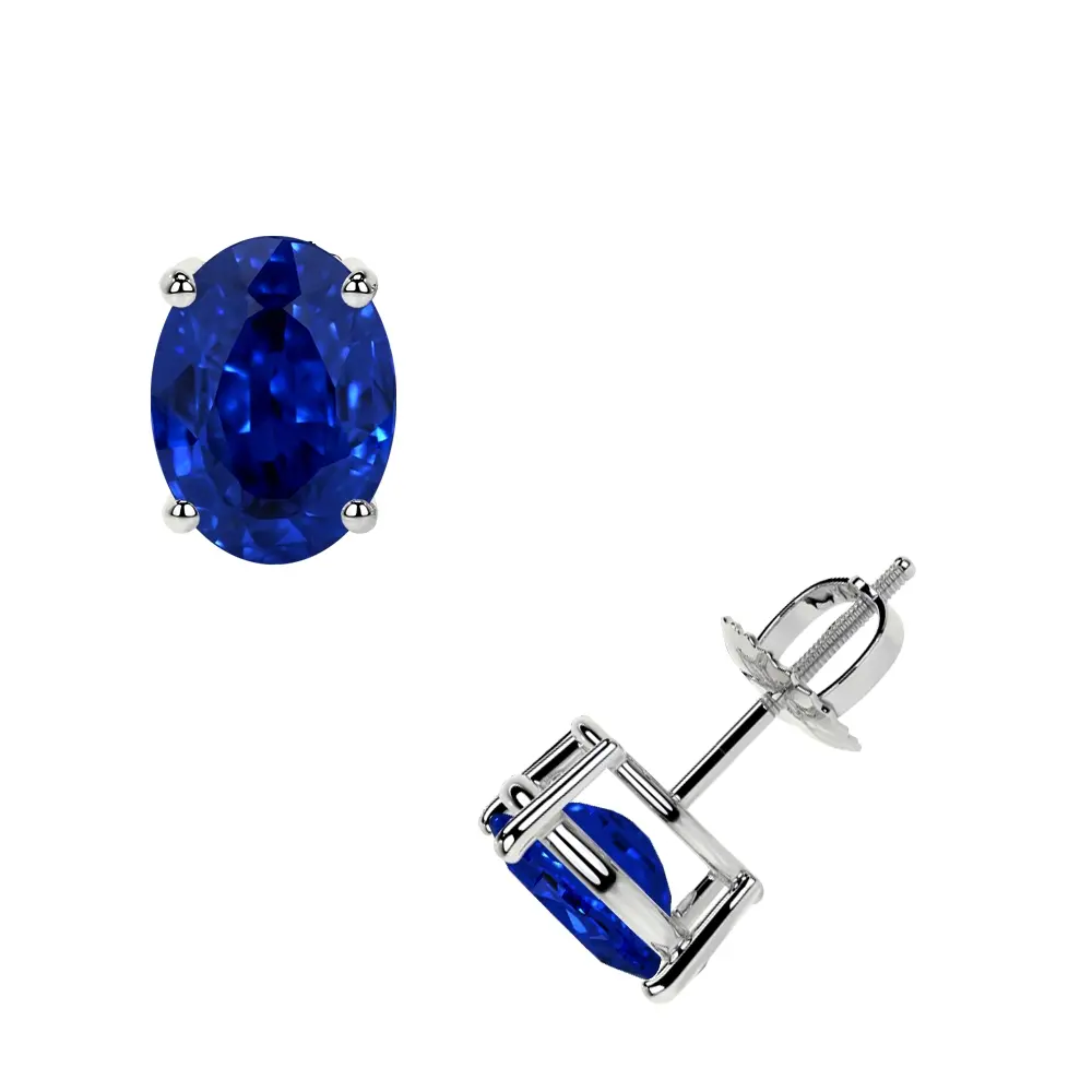 Natural Blue Sapphire Oval Earrings