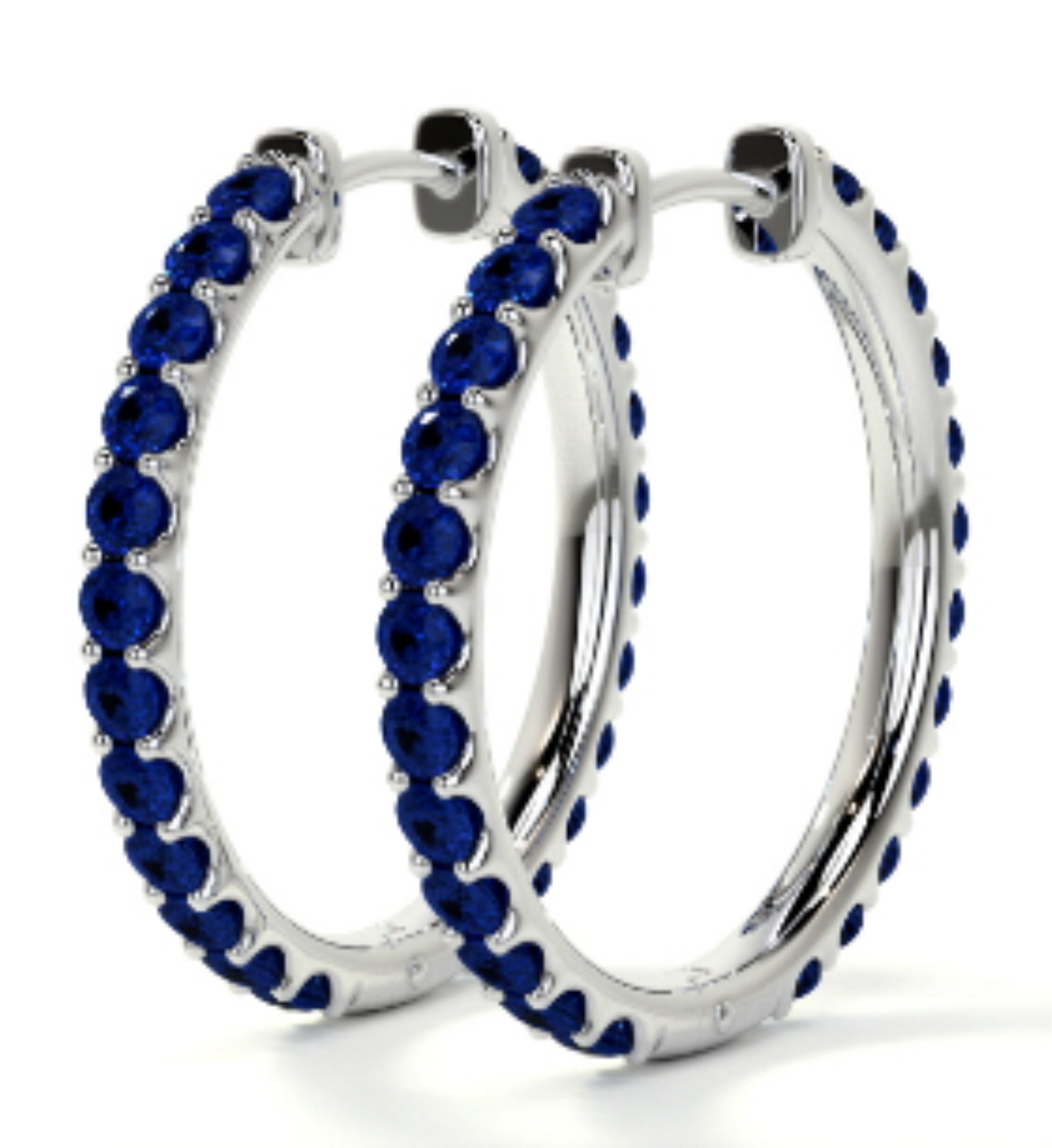 Blue Sapphire Hoop Earrings