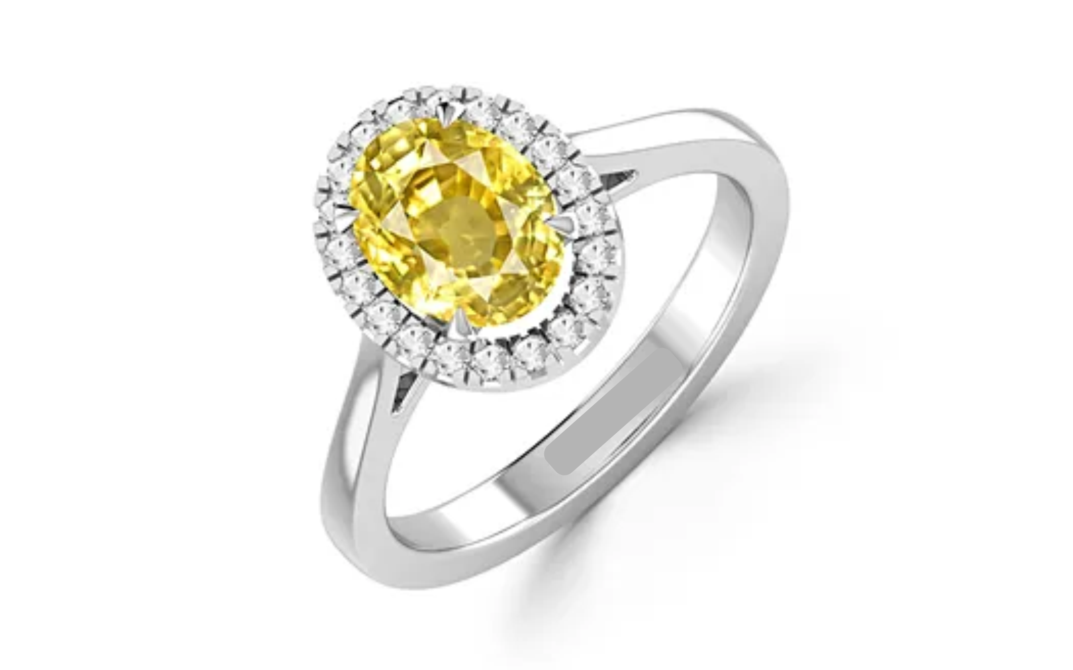 Halo Yellow Sapphire Split Pave Set Gold Diamond Engagement Ring